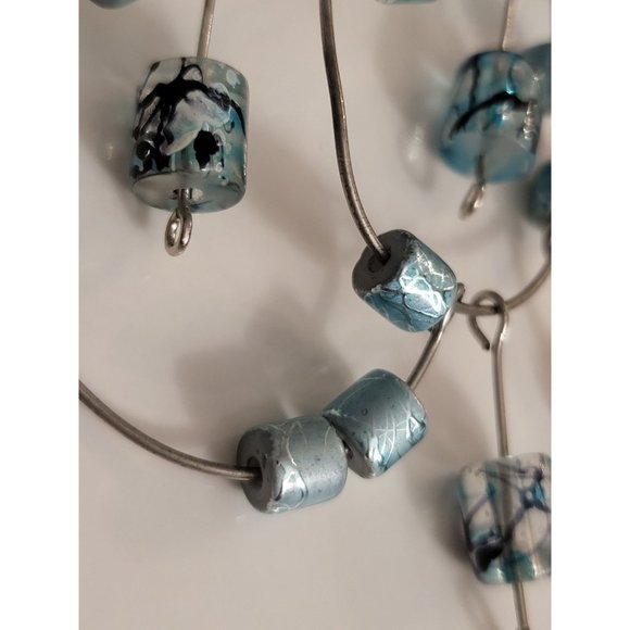 Vintage Cinderella Italian Glass beaded Necklace - Blue Black Sky Silver - Picture 4 of 7